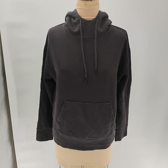 VINCE Women's black Hoodie Size Medium Comfy Lounge Cotton Sweater Minimalist - Picture 2 of 15